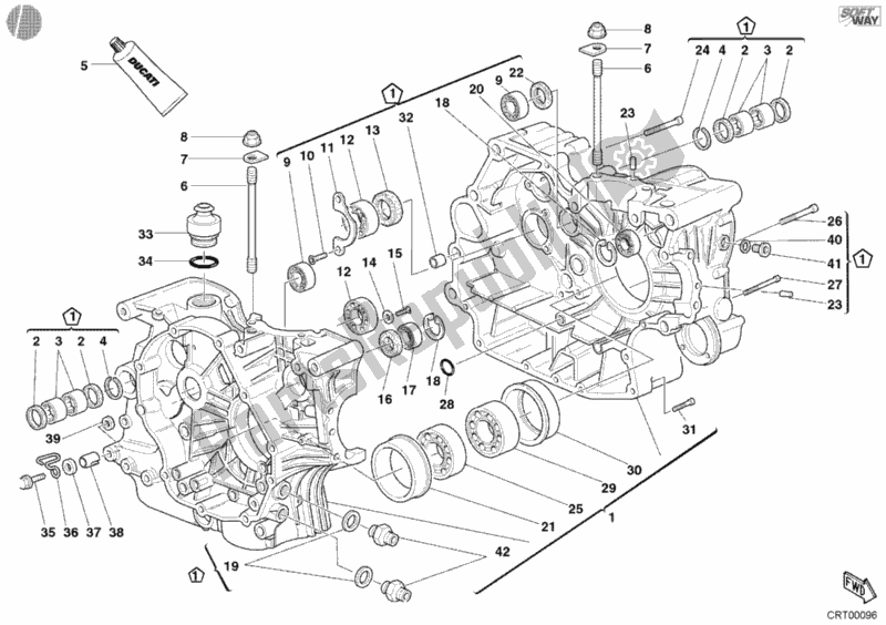 All parts for the Crankcase of the Ducati Supersport 900 S 2002